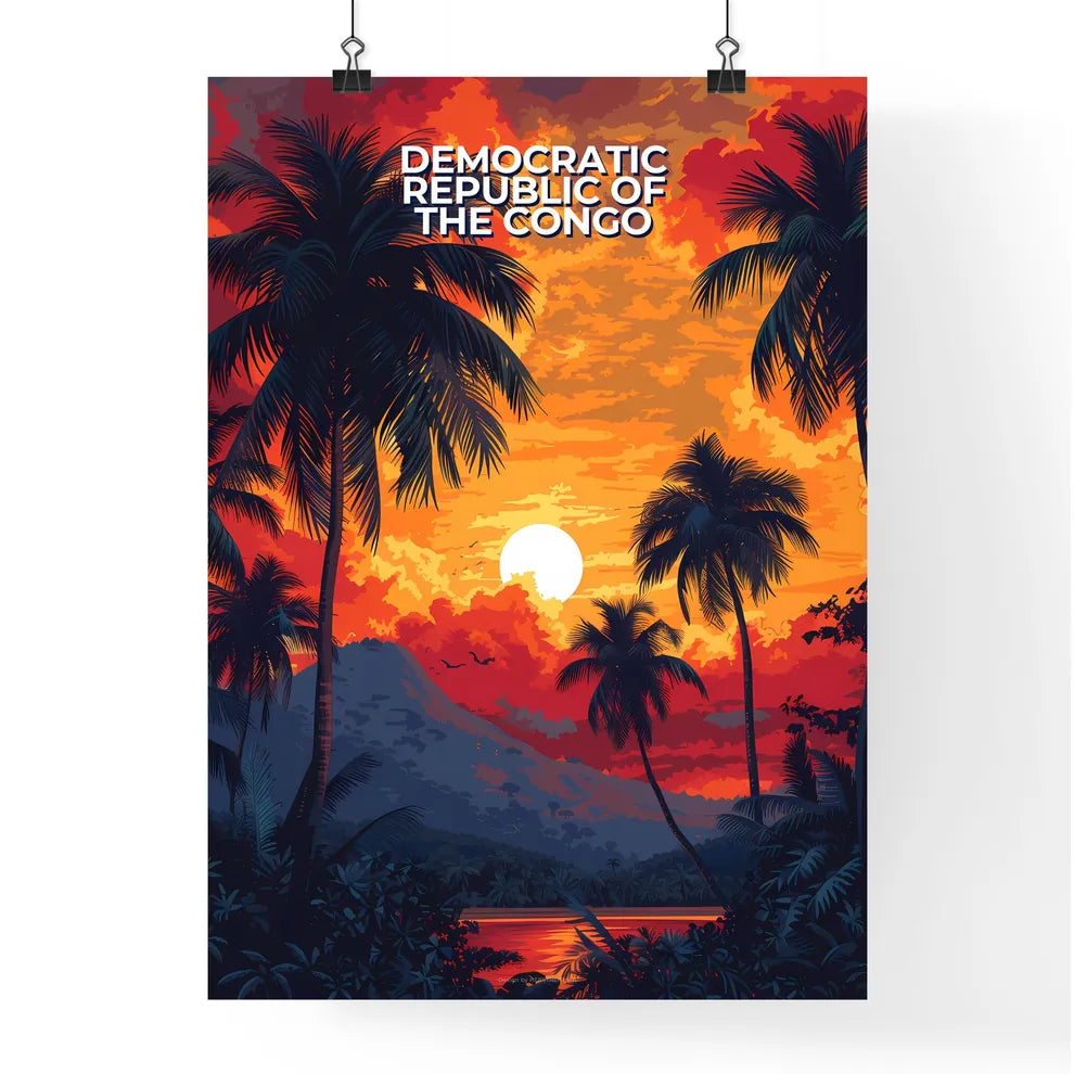 Vibrant African Sunset Painting Poster