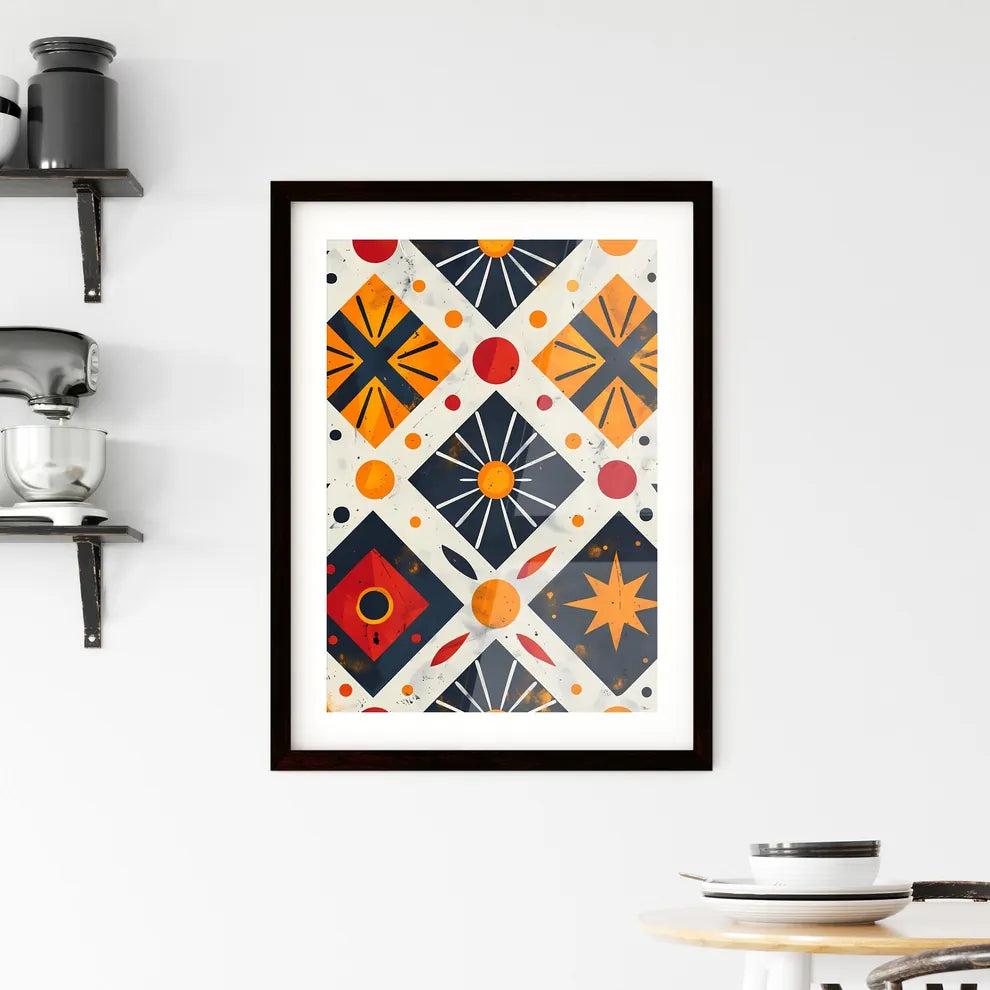 Afro Futuristic Tribal Monochrome Pattern Framed Print