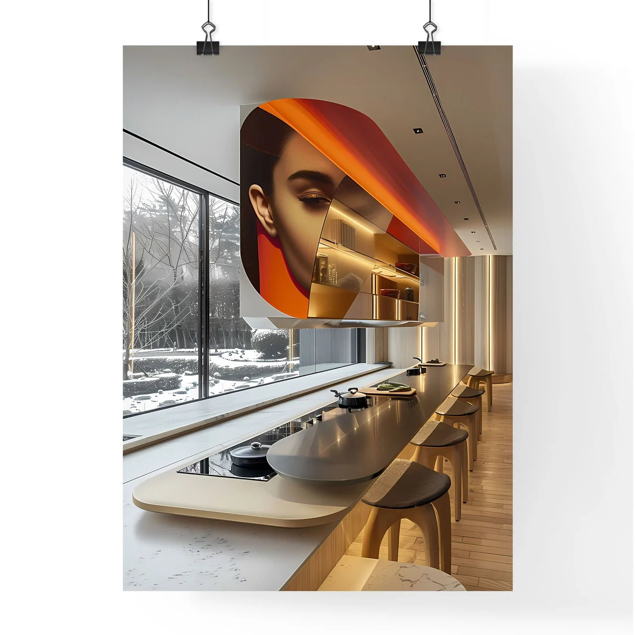 Kitchen Large Window Flatter Graphic Minimal Poster