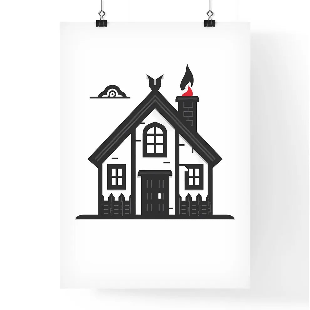 Minimalist Viking House Icon, Black and White, Artistic, 16 Variations, Vibrant Painting Poster