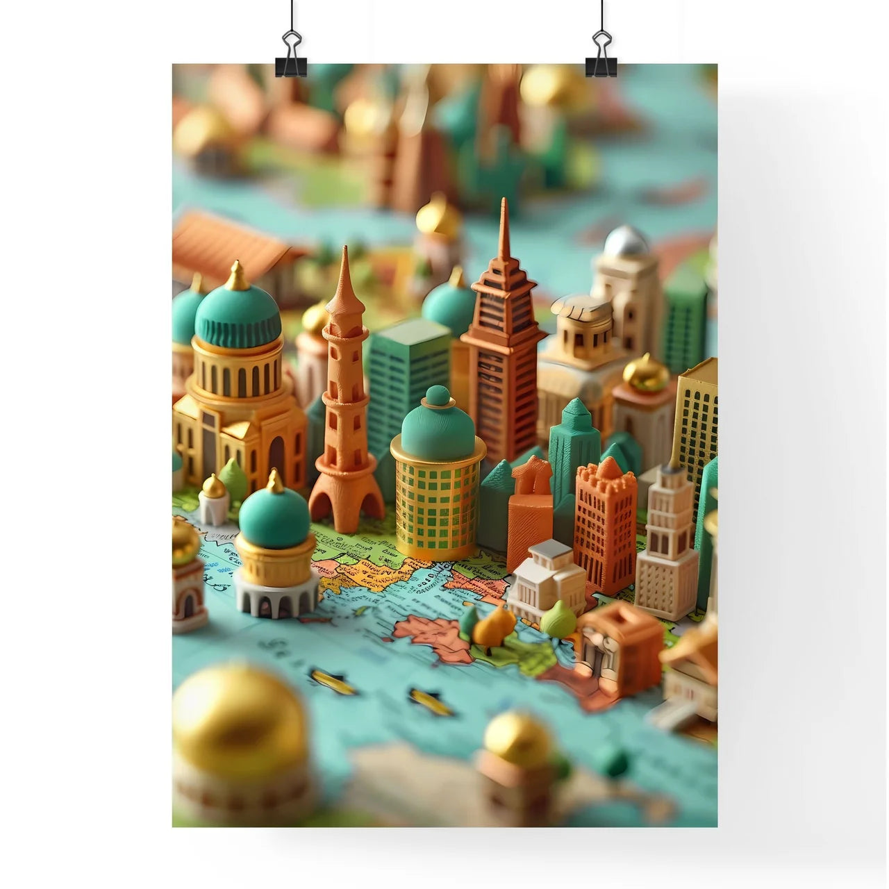 Diversify Your Investments: A Colorful Cityscape Artwork Showcasing Risk Reduction Through Asset Class Spread Poster