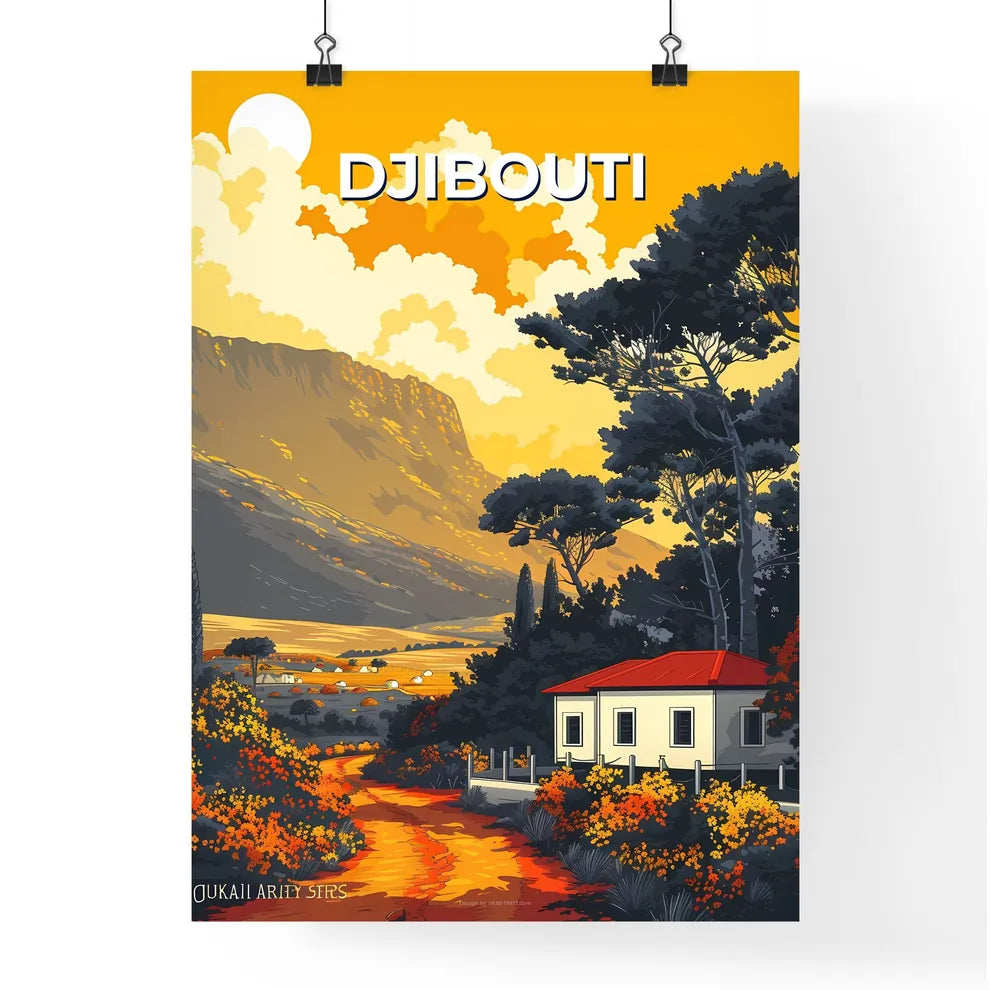 Vibrant African House Forest Painting Art Djibouti Poster