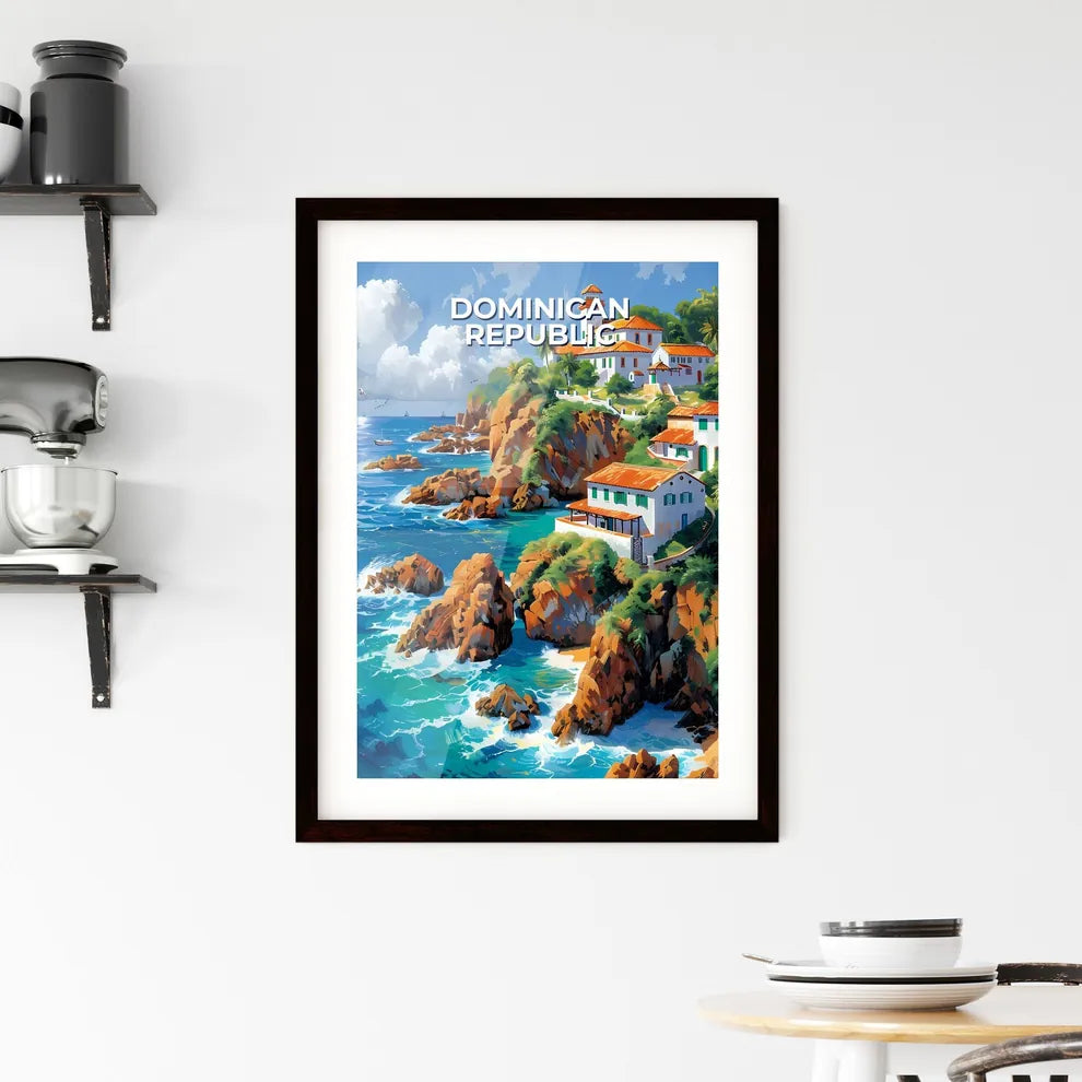 Vibrant Painting, Rocky Cliff, Ocean, Dominican Republic, North America, House Custom Print