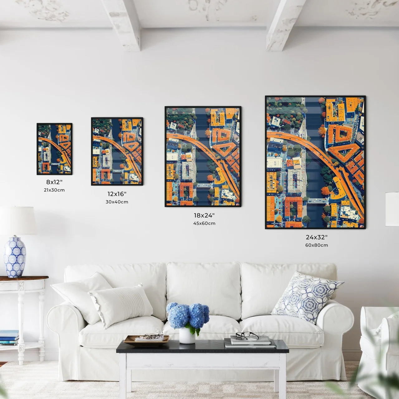 Panoramic Cityscapes - Aerial Urban Art Cityscape Panorama Landscape Size Chart