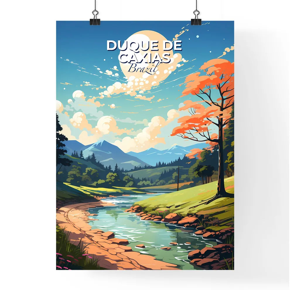 Vibrant Brazilian Painting River Valley Skyline Duque Caxias Default Title