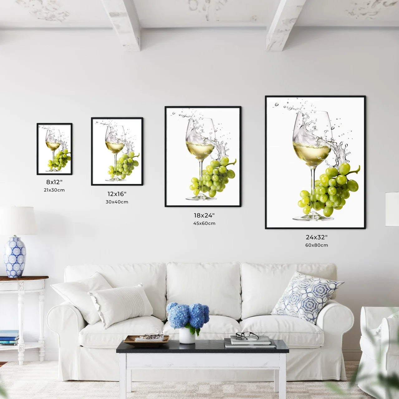 Vibrant Wine Glass and Grapes Painting - Art - Kitchen Hangings