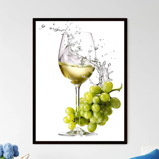 Vibrant Wine Glass and Grapes Painting - Art - Framed Art Print