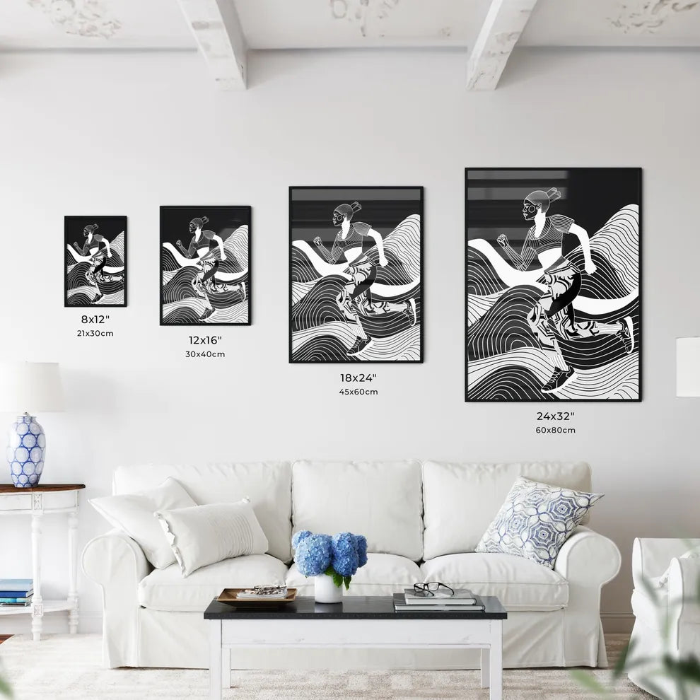 Vibrant artistic black-and-white line art of - Kitchen Hangings