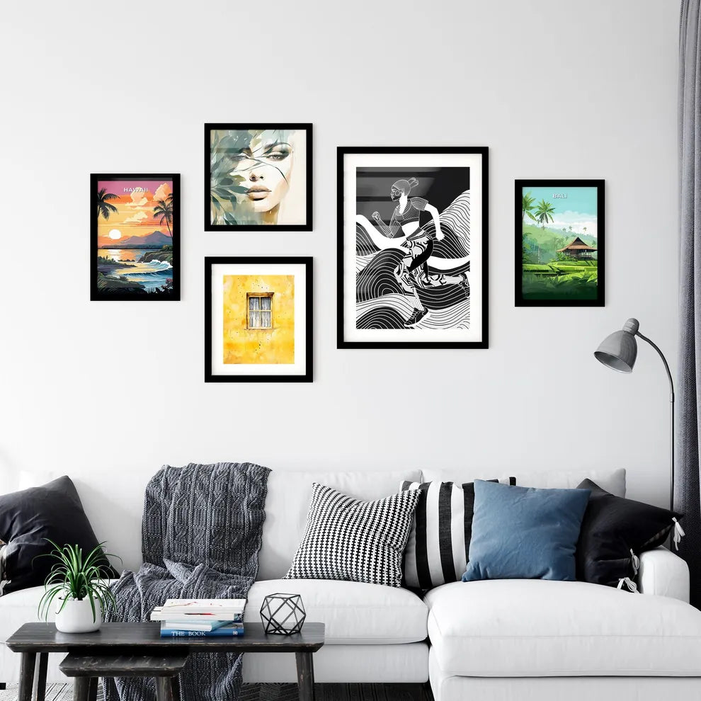 Vibrant artistic black-and-white line art of Wall Art