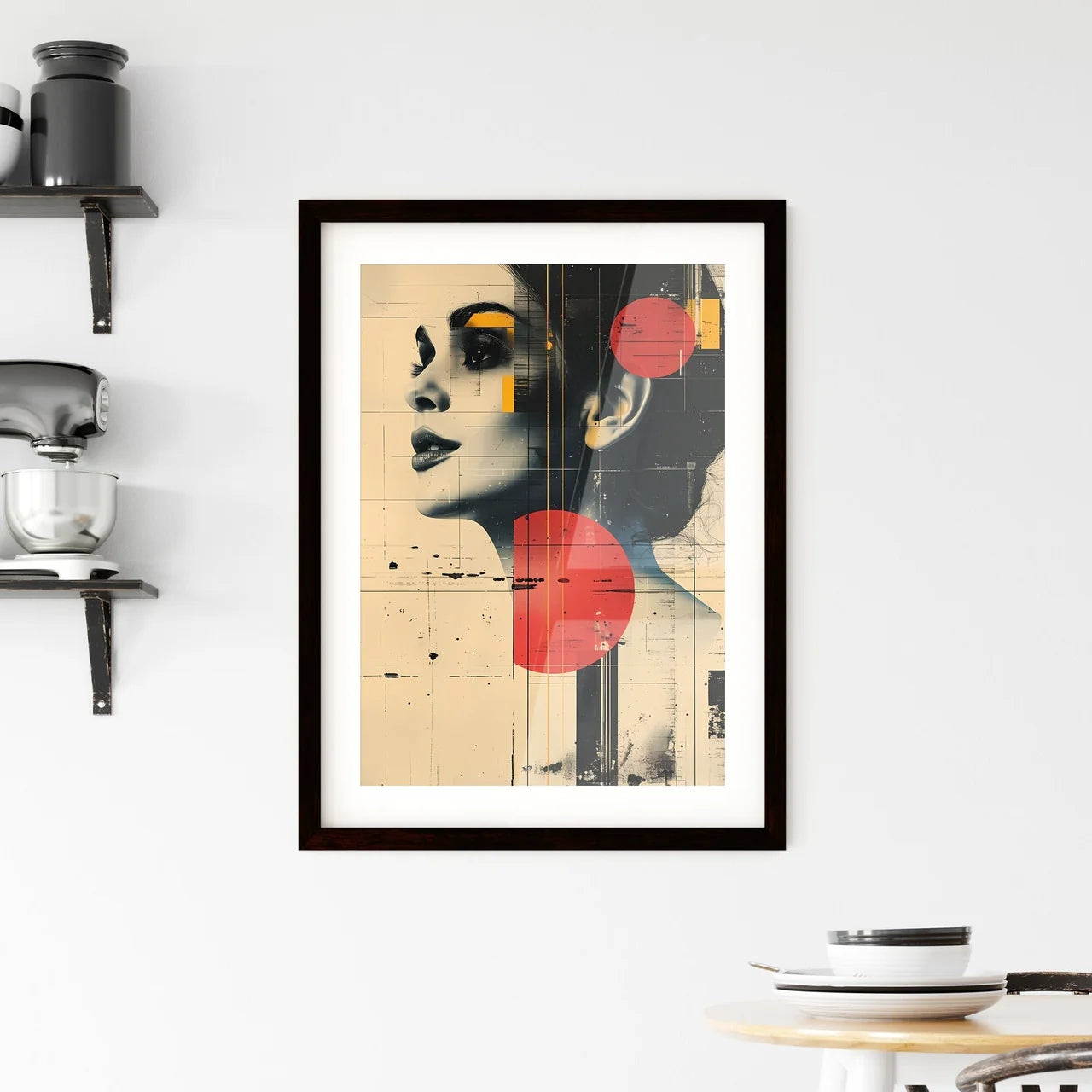 Vibrant Artistic Album Cover with Minimalist Framed Print