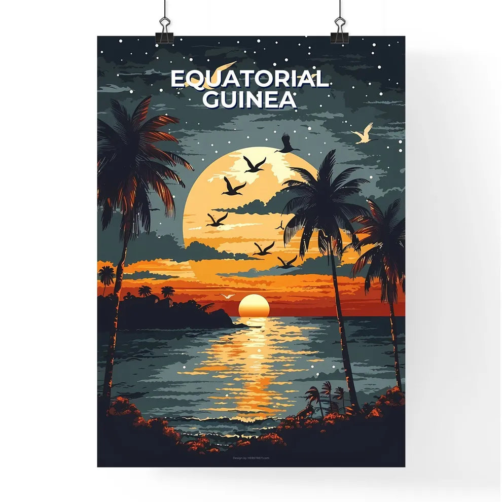 Vibrant Art Depiction of an Equatorial Guinea Sunset Poster