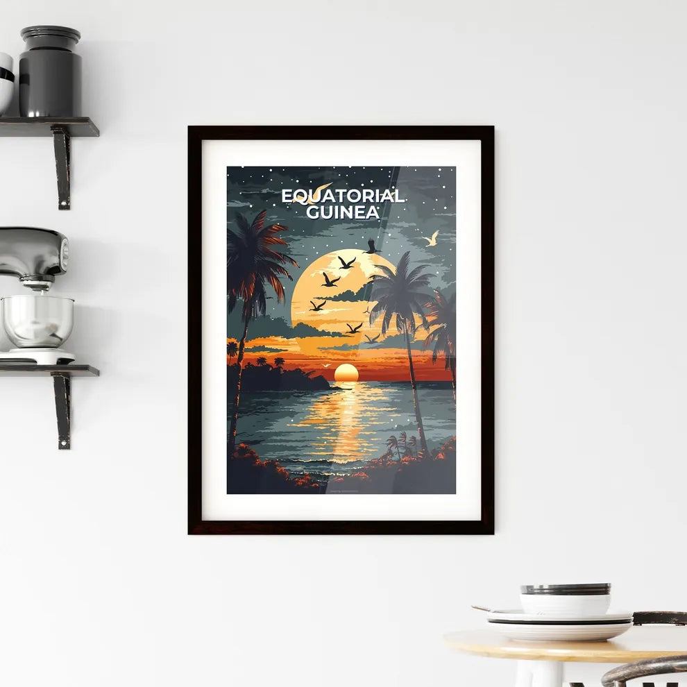 Vibrant Art Depiction of an Equatorial Guinea Sunset Framed Print