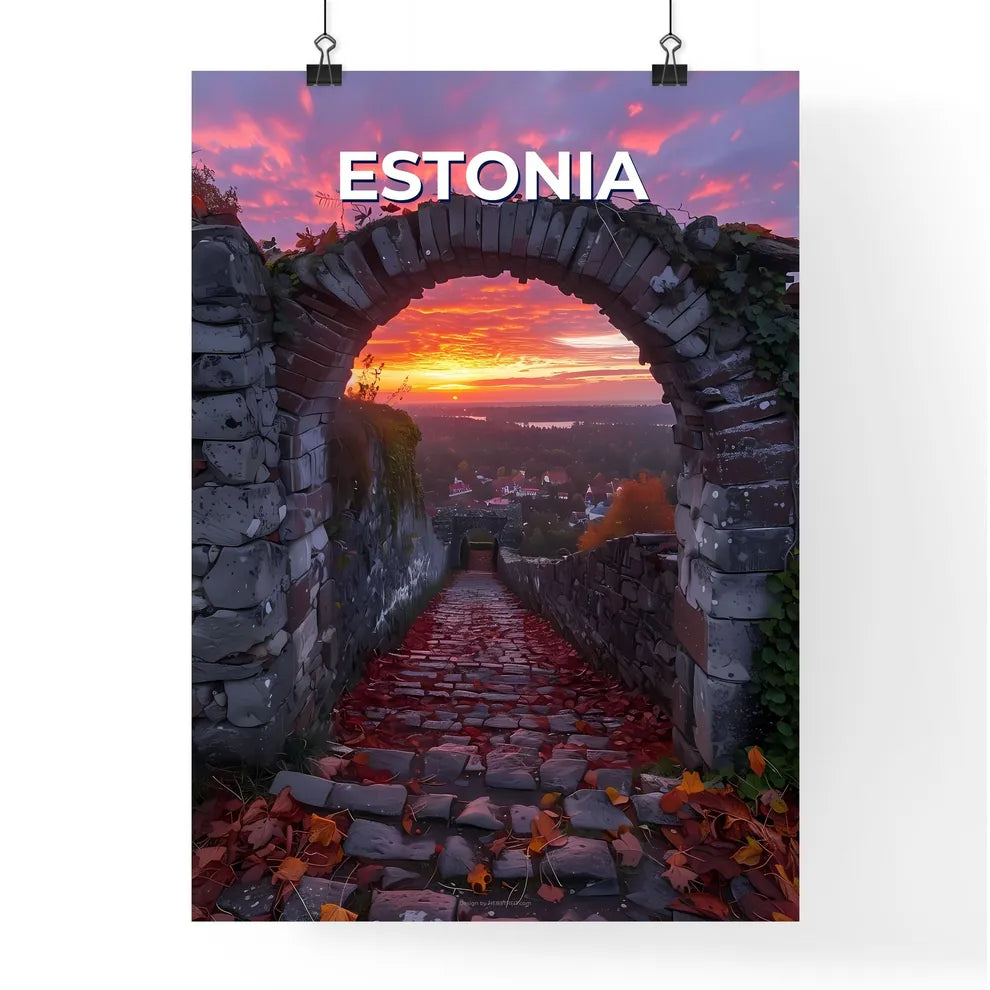 Estonia Europe Stone Archway City Painting Art Artistic Abstract Poster