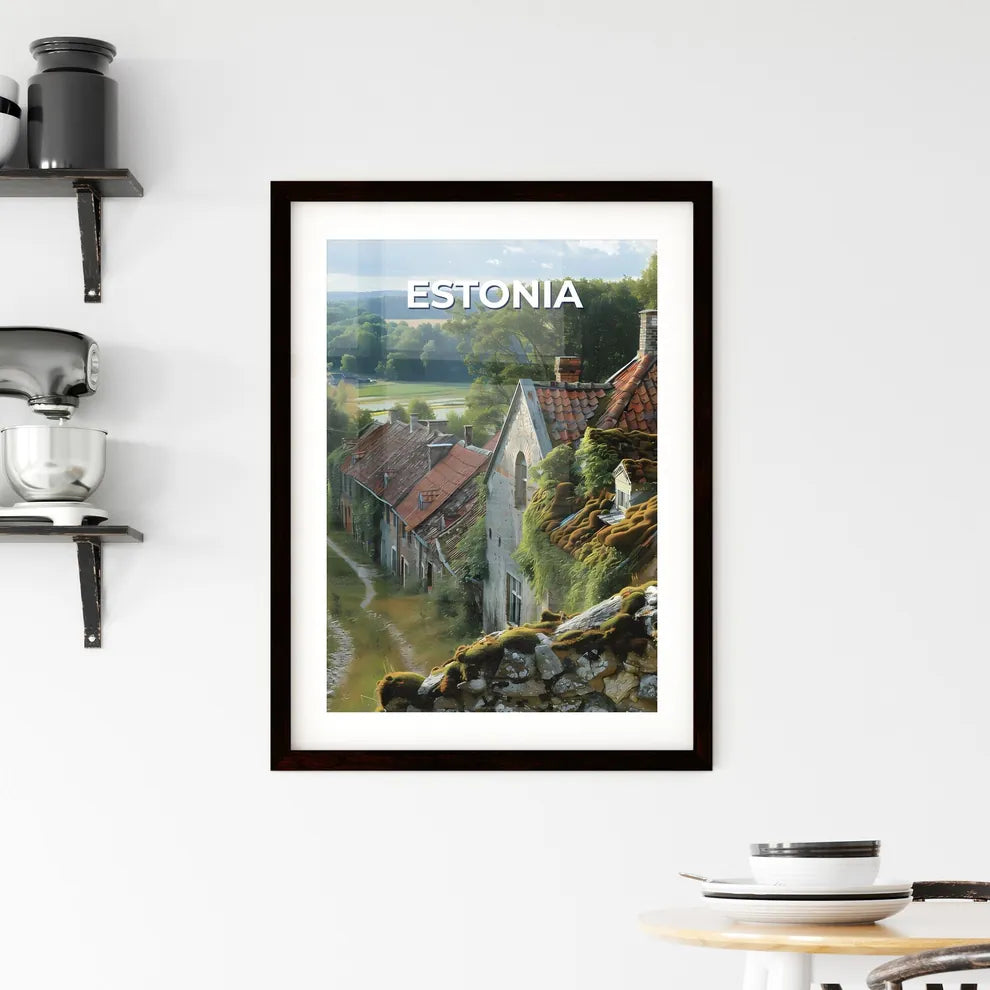 Estonia Europe Historic Old City Colorful Buildings Moss Roof Art Painting Custom Print