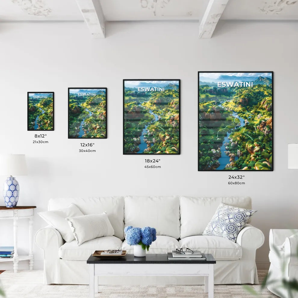 Vibrant African Art: Enchanted River Valley Painting Size Chart