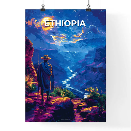 Vibrant Ethiopian Painting Depicting a Man o Poster