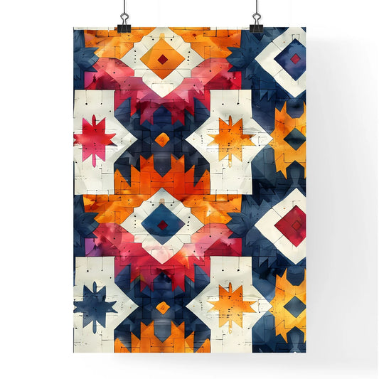 Vibrant Watercolor Painting with Ethnic Patt Poster