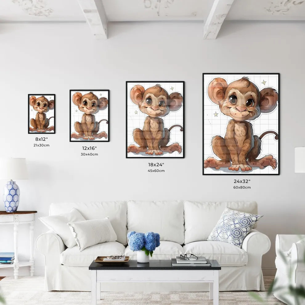 Mischievous Monkey Sticker: Humorous Size Chart