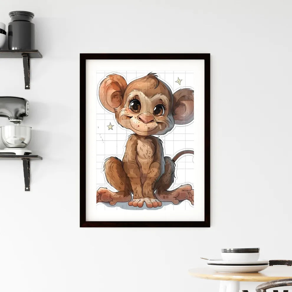 Mischievous Monkey Sticker: Humorous Framed Print