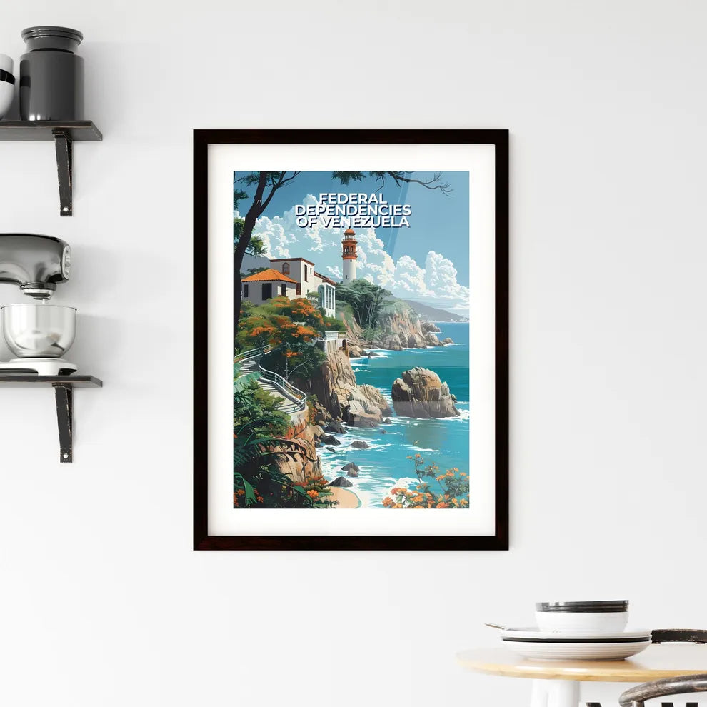 Colorful Abstract Painting of Oceanside Architecture in Venezuela's Federal Dependencies Custom Print