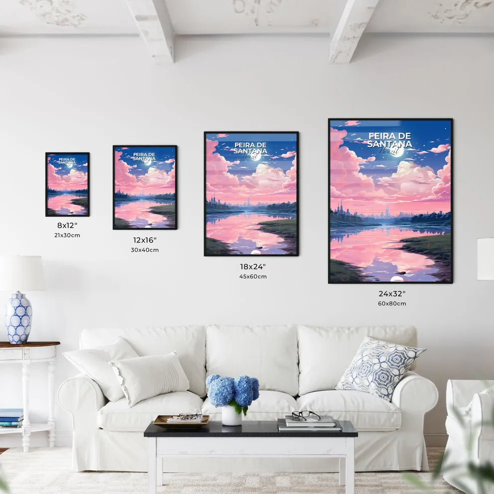 Vibrant Cityscape Artwork Depicting Feira de Santana Brazil Skyline by the River Default Title
