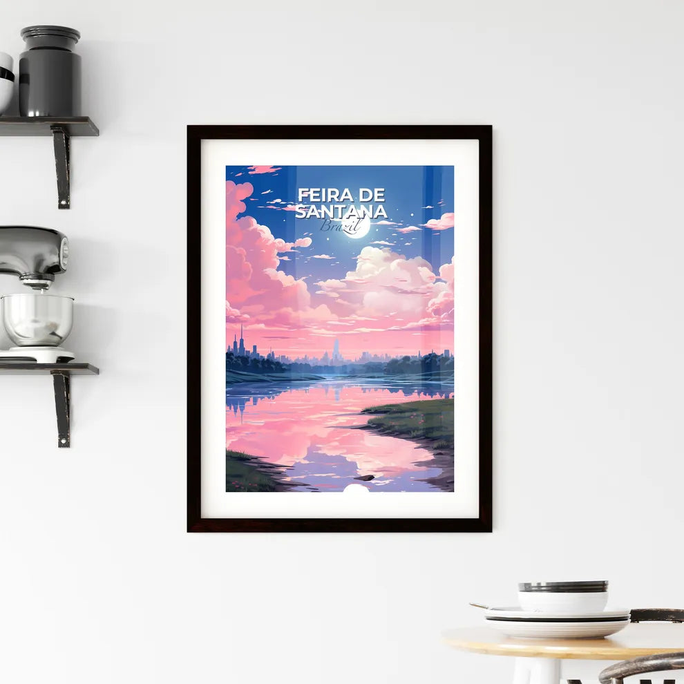 Vibrant Cityscape Artwork Depicting Feira de Santana Brazil Skyline by the River Default Title