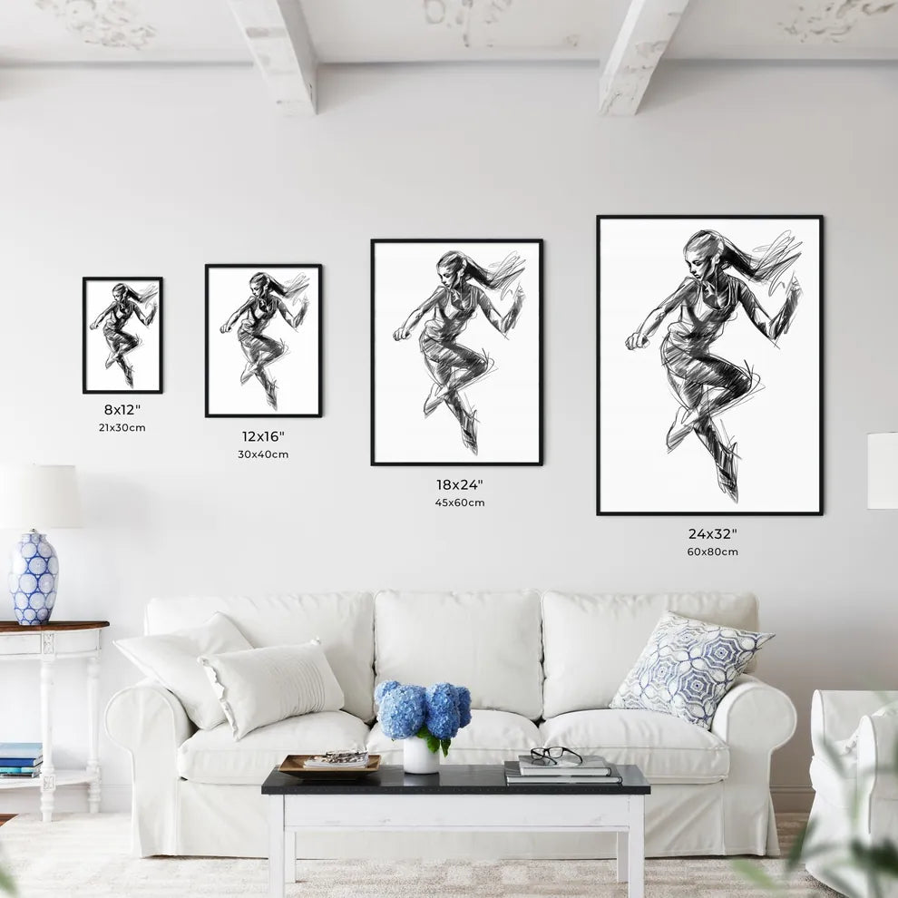 Aggressive running woman drawing - Kitchen Hangings