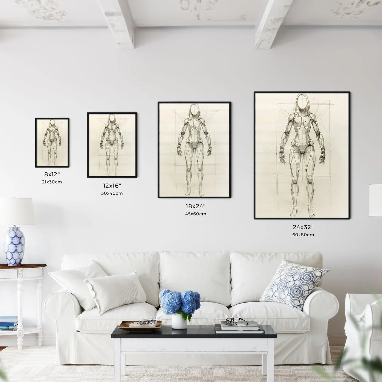 Vibrant Art Sketch Depicting Female Form Emp - Kitchen Hangings