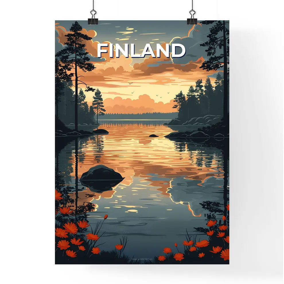 Expressive Painting of Finnish Nature with L Poster