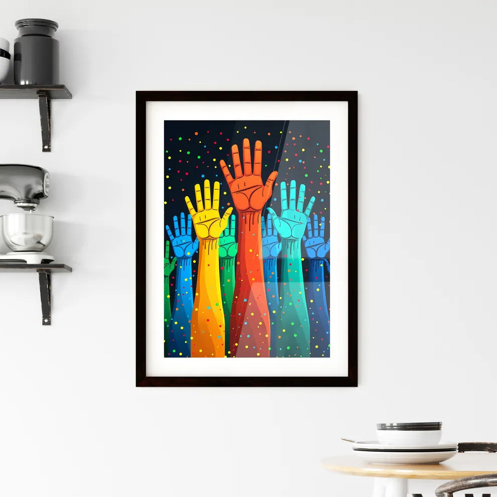 Colorful raised hands painting for Friendshi Framed Print