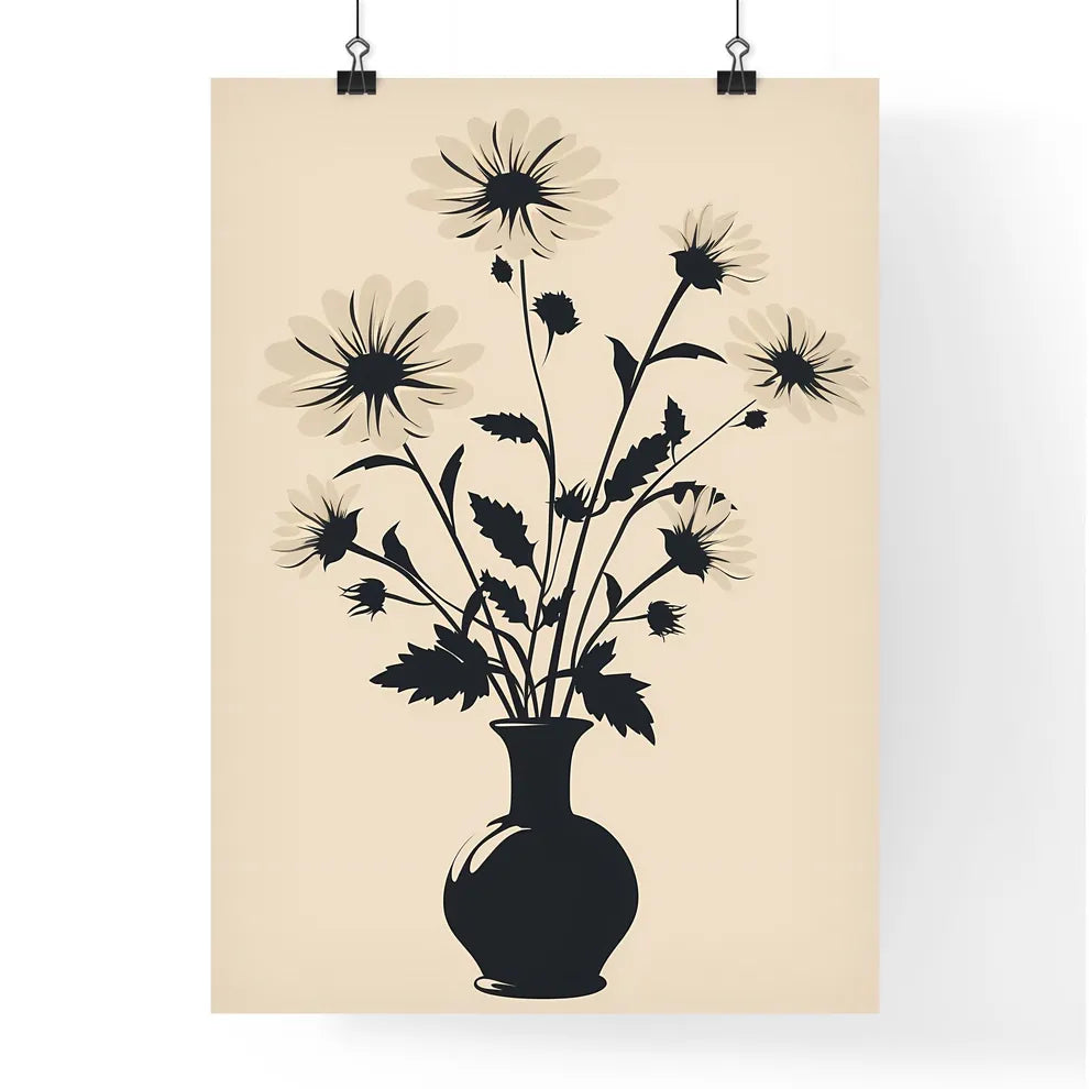 Minimalist Black and White Flower Silhouette Poster