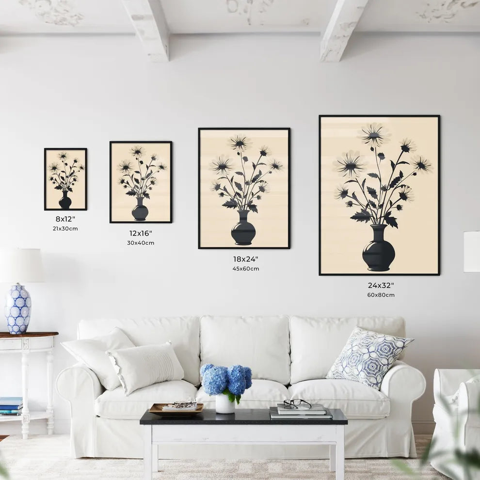 Minimalist Black and White Flower Silhouette - Kitchen Hangings