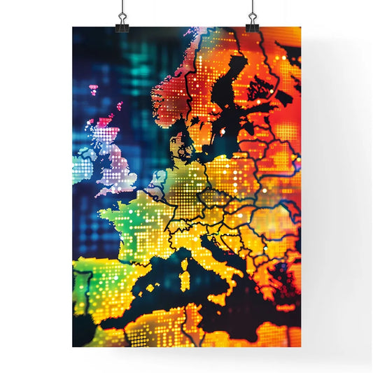 Digital Art Map of Europe with Vibrant Prima Poster