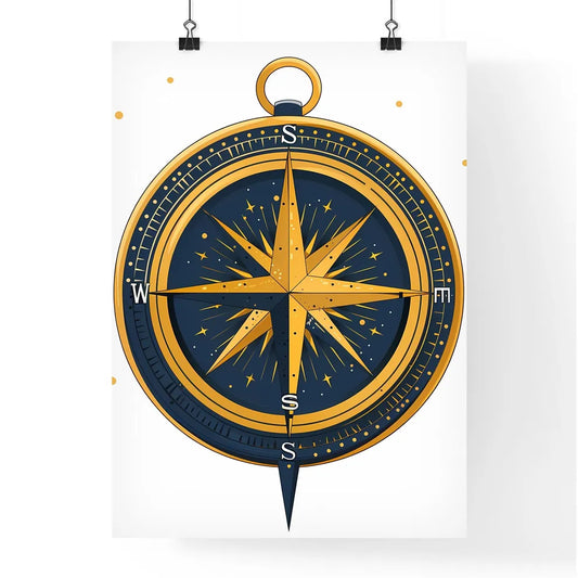 Vintage Compass Rose Painting with Star Poster