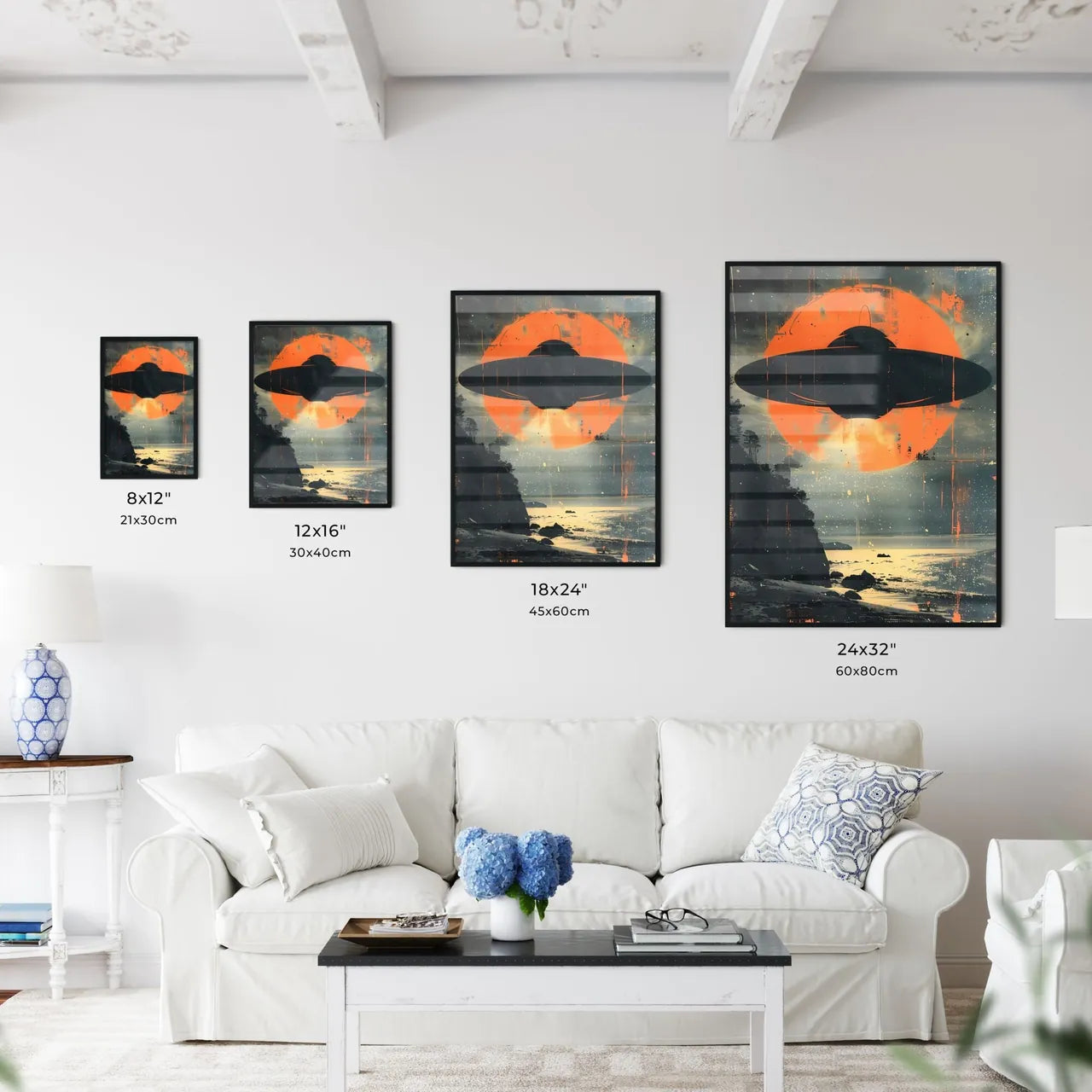 Abstract UFO Watercolor Minimalist Painting - Kitchen Hangings