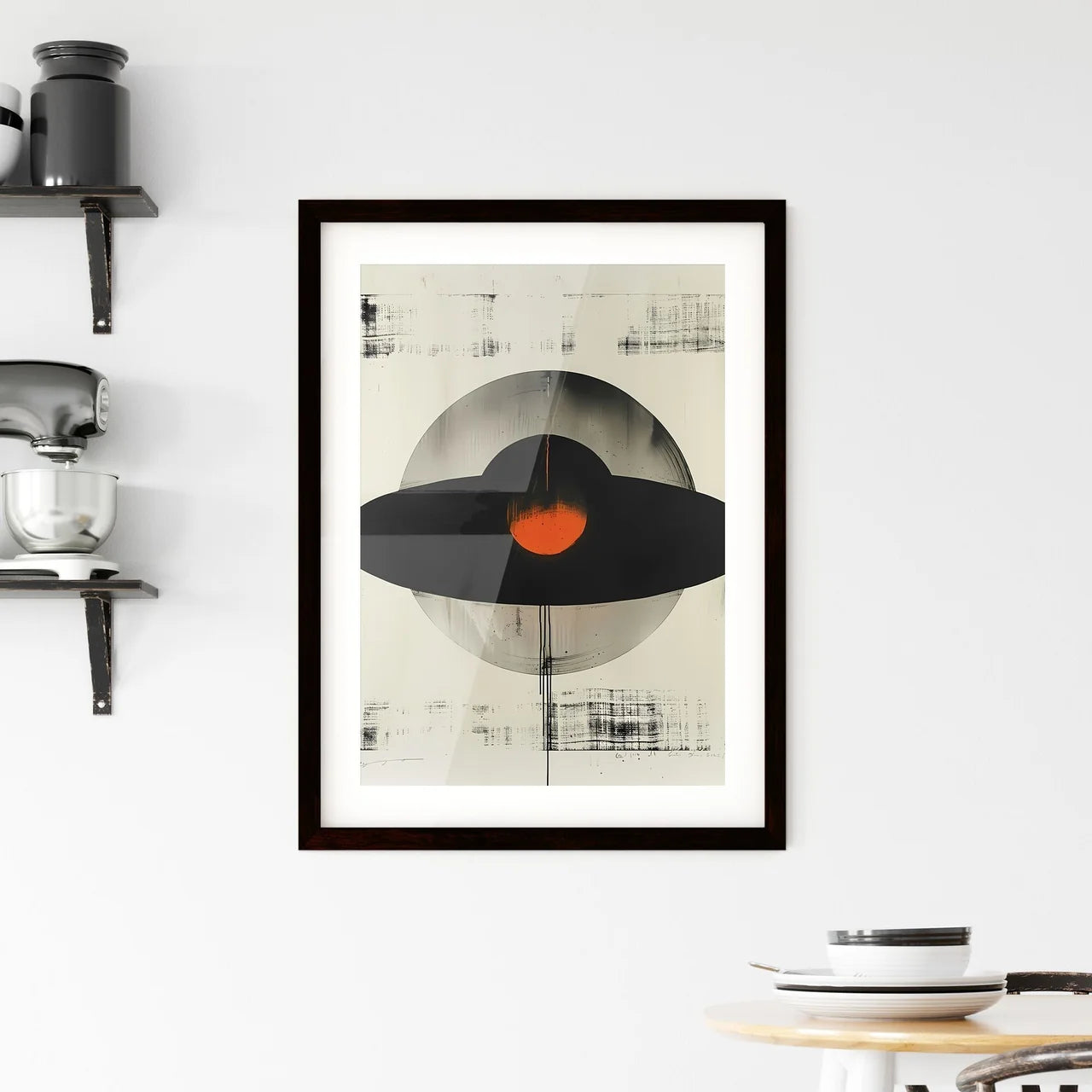 Striking Minimalist Saucer Artwork Framed Print