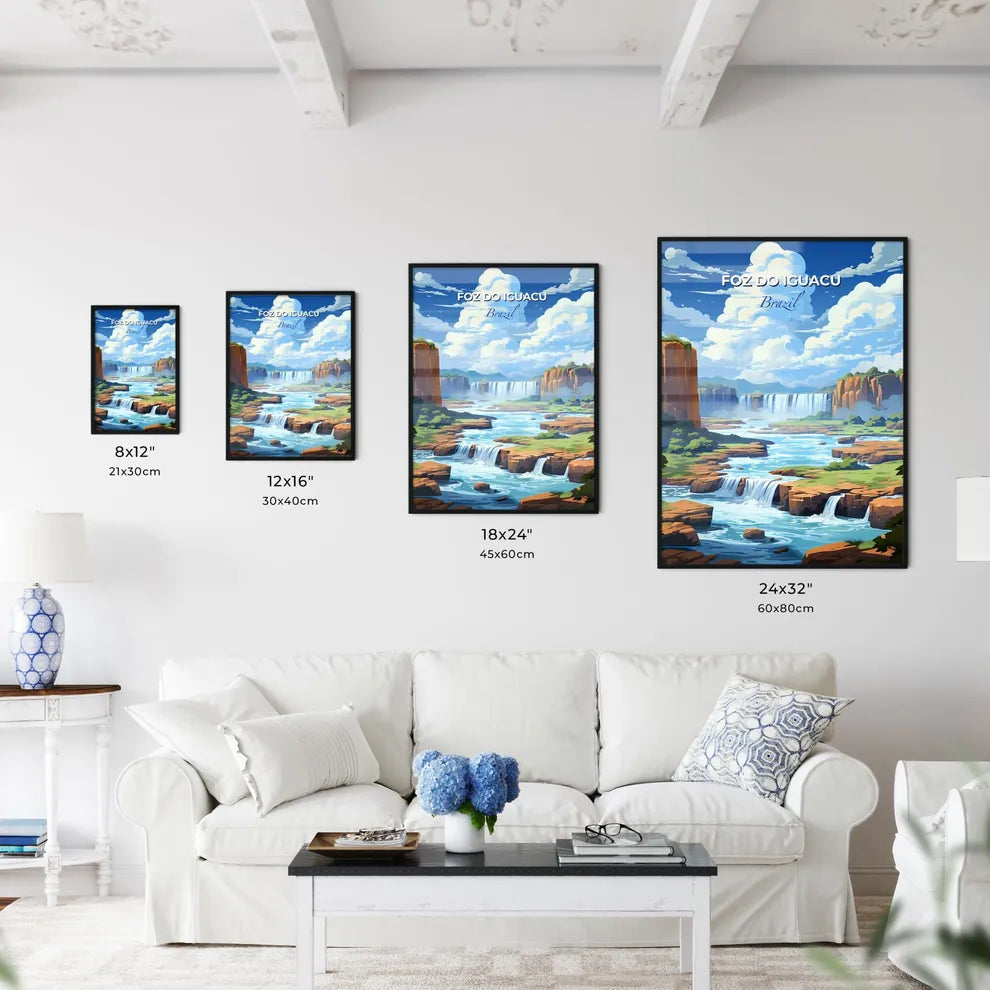 Foz do Iguacu Brazil Cityscape Waterfall Valley Modern Art Painting Style Default Title