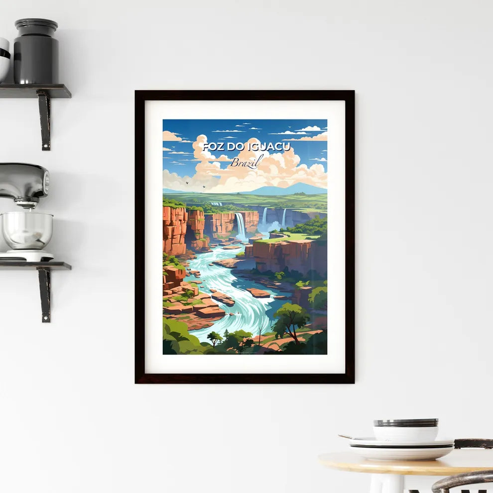 Artistic Depiction of Foz do Iguacu Brazil Skyline with River Flowing Through Canyon Default Title