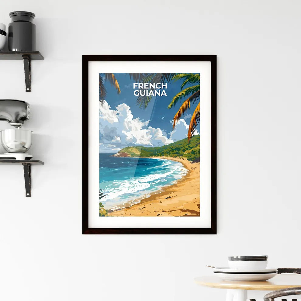 Vibrant Oil Painting of a Tropical Beach in  Framed Print