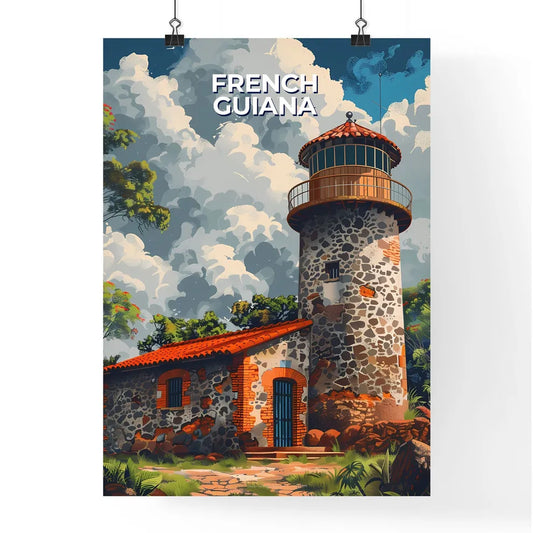 Vibrant Art Painting of a Towered Stone Building in French Guiana, South America Poster