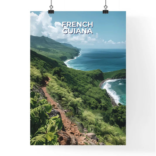 Vibrant Painting of a Cliffside Ocean Path i Poster