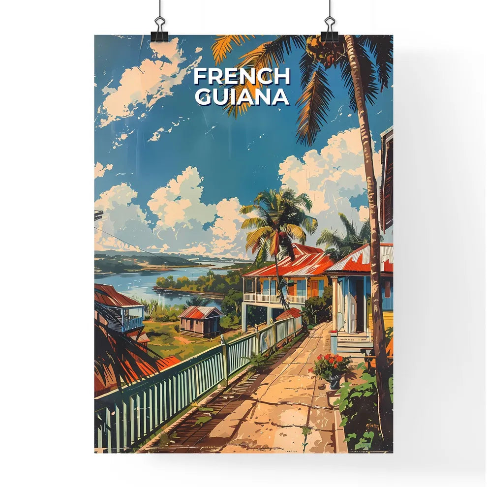 Vibrant Street Scene, Colorful Houses, French Guiana, South America, Artwork, Painting Poster