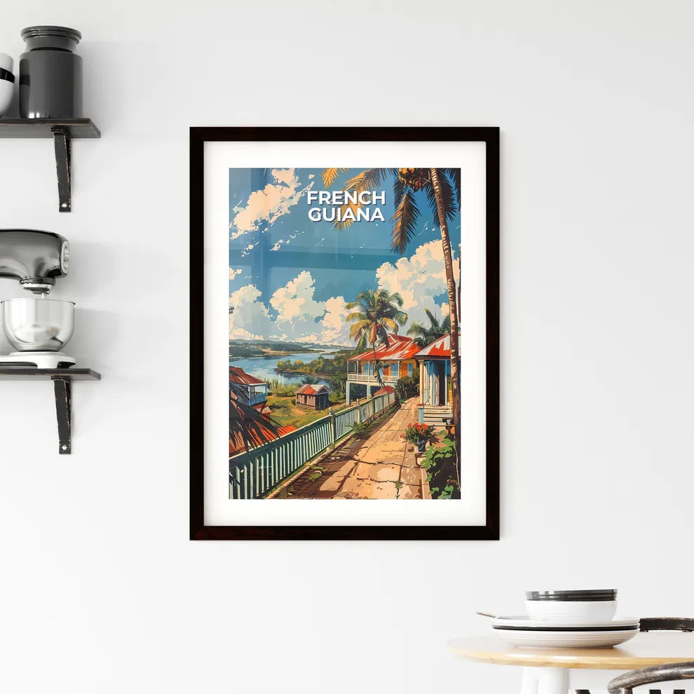 Vibrant Street Scene, Colorful Houses, French Guiana, South America, Artwork, Painting Custom Print