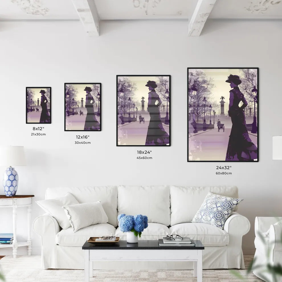 Romantic 1920s Girl on Champs Elysees: Handwritten Portrait, Retro Halftone, Cinematic Side View with Vibrant Art Focus Size Chart