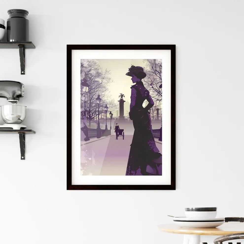 Romantic 1920s Girl on Champs Elysees: Handwritten Portrait, Retro Halftone, Cinematic Side View with Vibrant Art Focus Custom Print