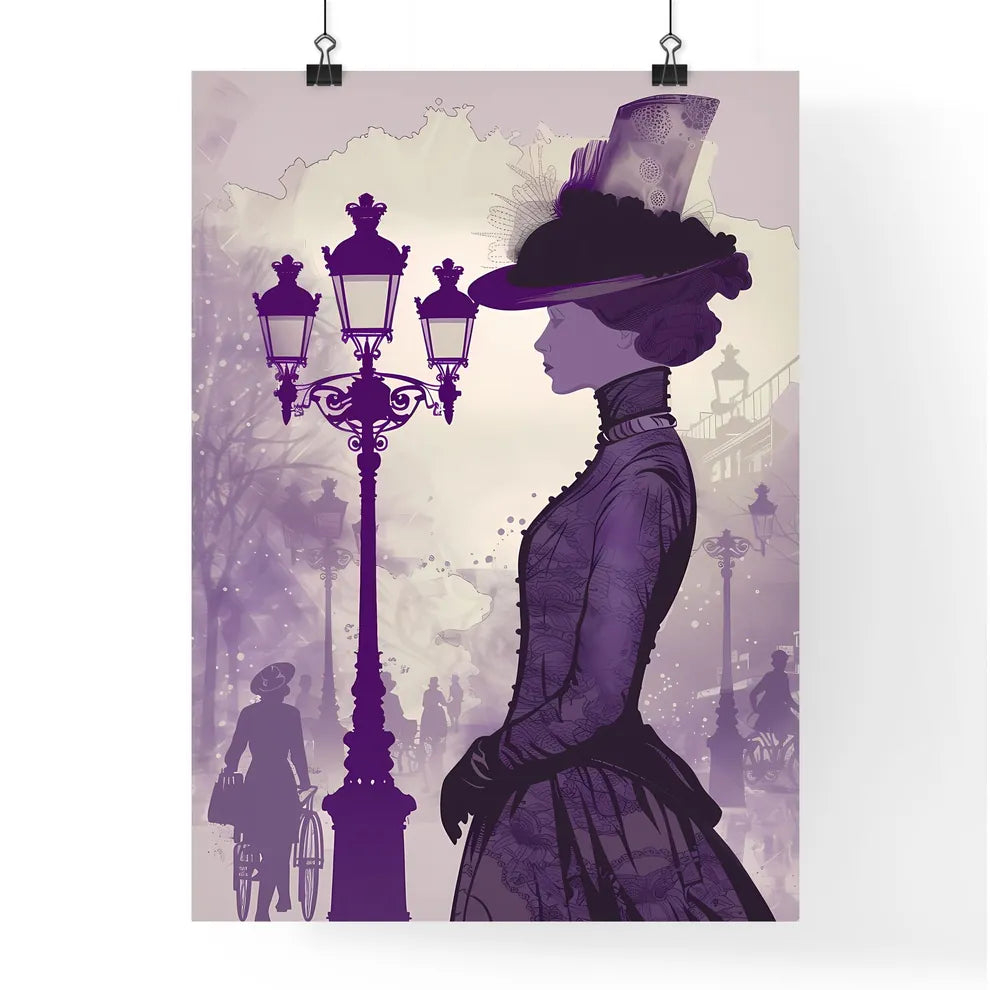 1920s Retro Romantic Girl in Hat, Champs Elysees Portrait with Cinematic Light & Halftone, Vibrant Artistic Painting - 170 characters Poster