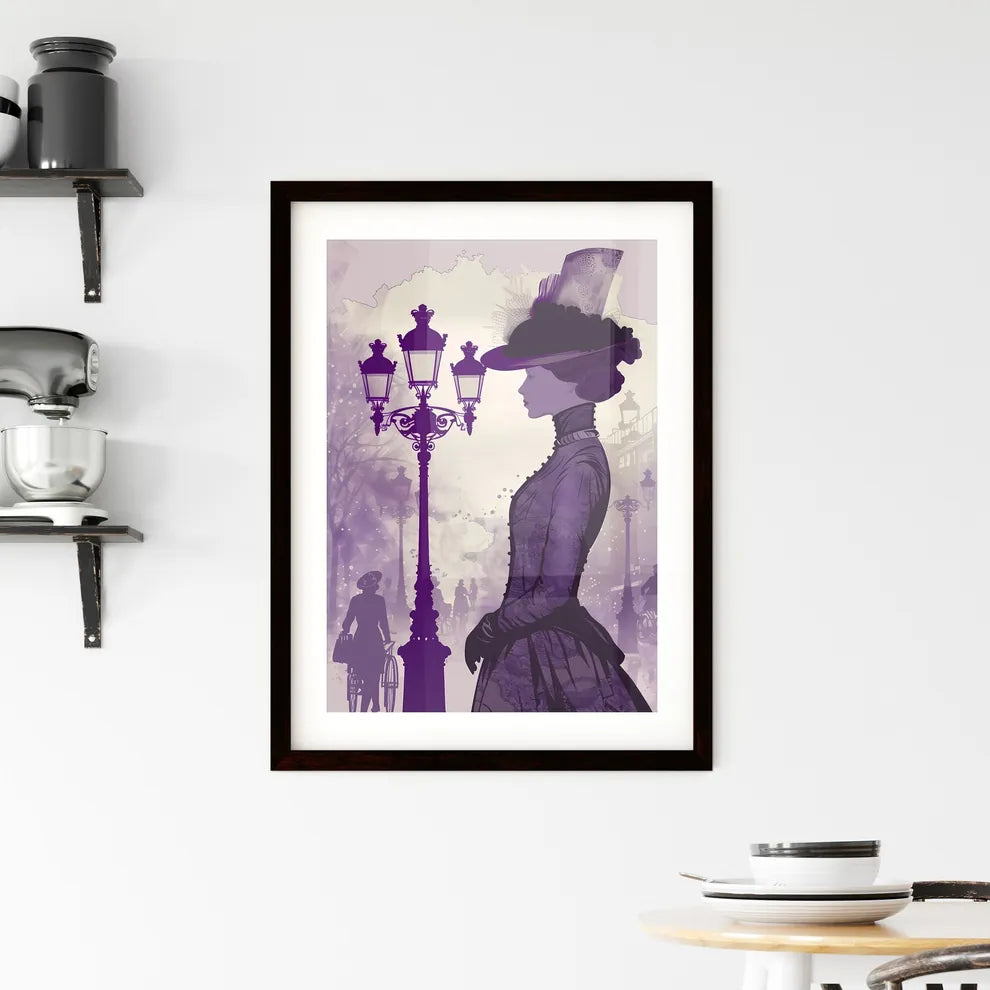 1920s Retro Romantic Girl in Hat, Champs Elysees Portrait with Cinematic Light & Halftone, Vibrant Artistic Painting - 170 characters Custom Print