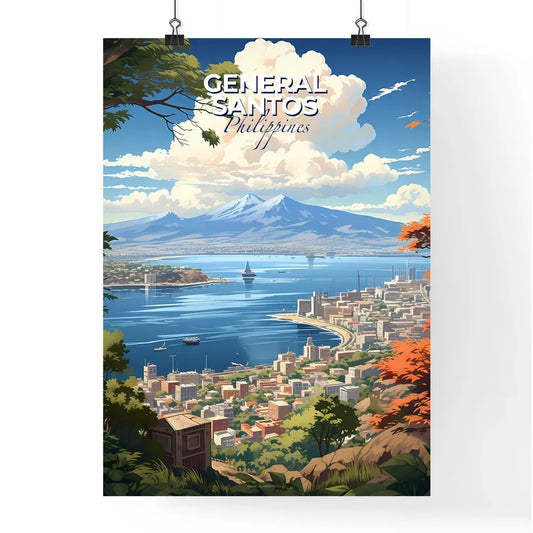 Cityscape Art: General Santos Philippines Skyline by the Water, Vivid Painting, Travel Souvenir, City Art, Architectural Artwork Default Title