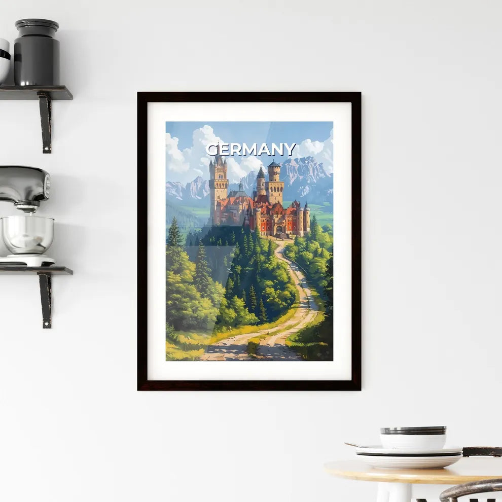 Artful Castle Landscape Painting: Vibrant Depiction of a Castle on a Hilltop Amidst Nature Custom Print