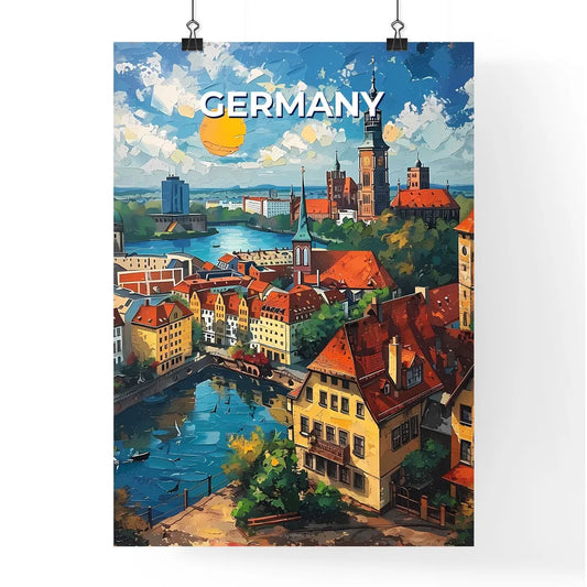 Cityscape Painting Art Vibrant Colors Europe Germany City Oil Canvas Texture Abstract Poster